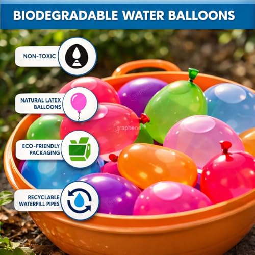 GRAPHENE Non-Toxic Vibrant Latex Colorful Holi Water Balloons Rubber 500 Pcs Multicolor pack for a Joyful Celebration Safe Eco-Friendly Rang Barse (Pack of 1) - Image 3