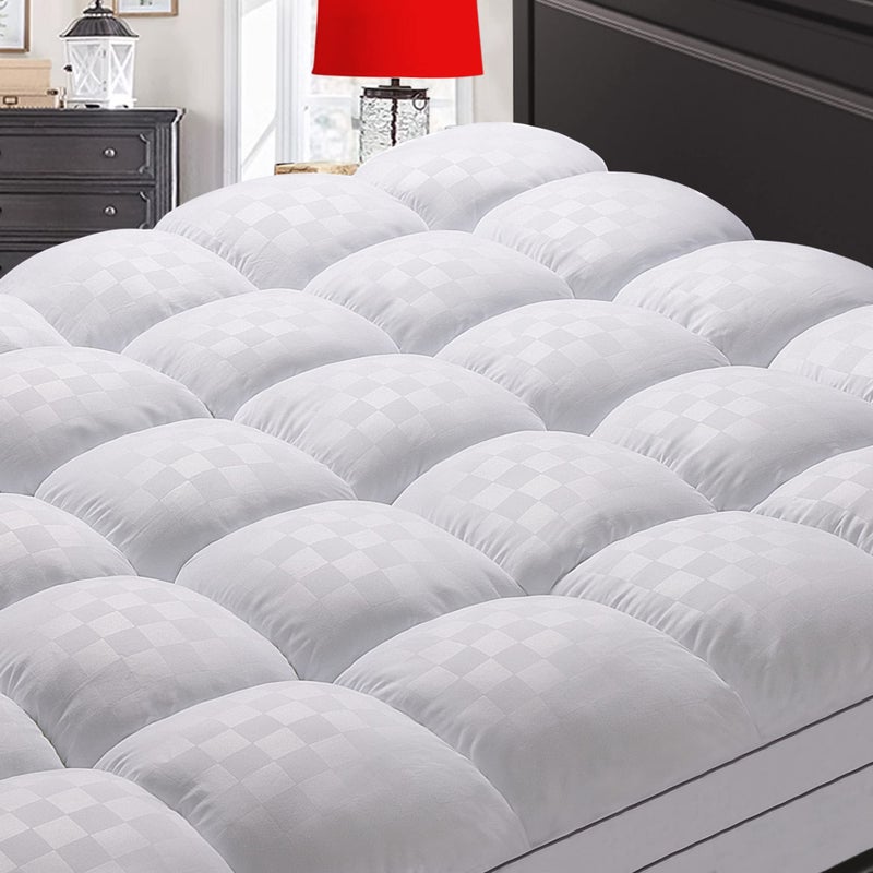 غطاء مرتبة SameBed كينج سميك للغاية لحماية المرتبة لآلام الظهر واقي مرتبة بعمق 821 بوصة مع حشوة بديلة من الريش