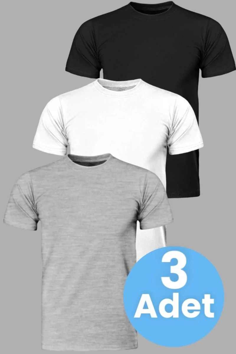 تيزجيلسين Men's Zero Collar Cotton 3-Piece Undershirt