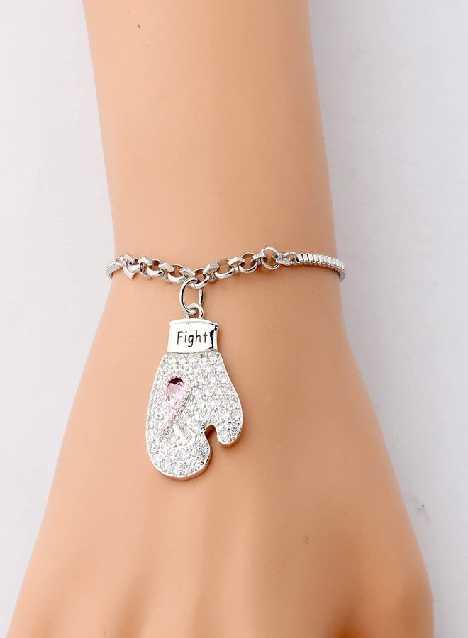 HOLLP Breast Cancer Awareness Bracelet Fight The Cancer Recovery Jewelry Cancer Survivor Gift for Women (Pink-S) - Image 3