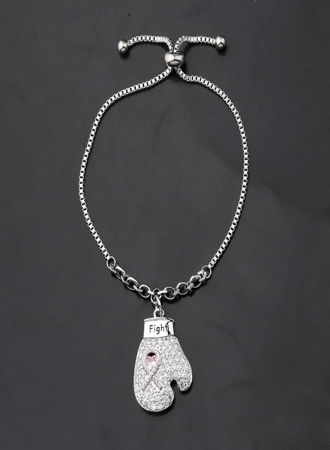 HOLLP Breast Cancer Awareness Bracelet Fight The Cancer Recovery Jewelry Cancer Survivor Gift for Women (Pink-S) - Image 4
