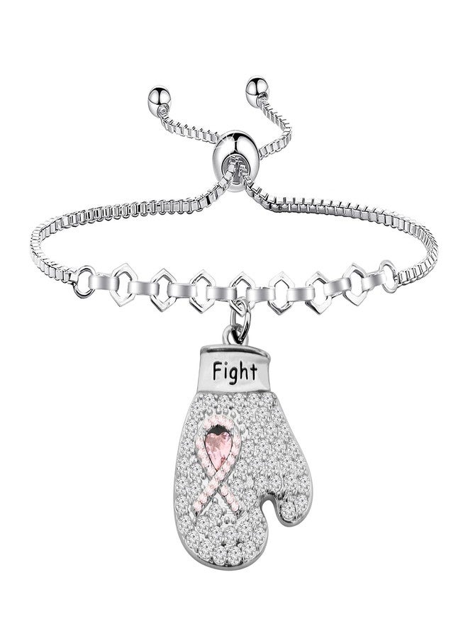 HOLLP Breast Cancer Awareness Bracelet Fight The Cancer Recovery Jewelry Cancer Survivor Gift for Women (Pink-S) - Image 1