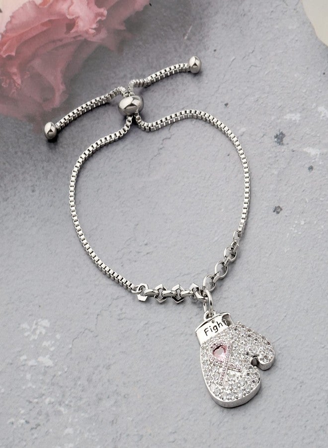 HOLLP Breast Cancer Awareness Bracelet Fight The Cancer Recovery Jewelry Cancer Survivor Gift for Women (Pink-S) - Image 5