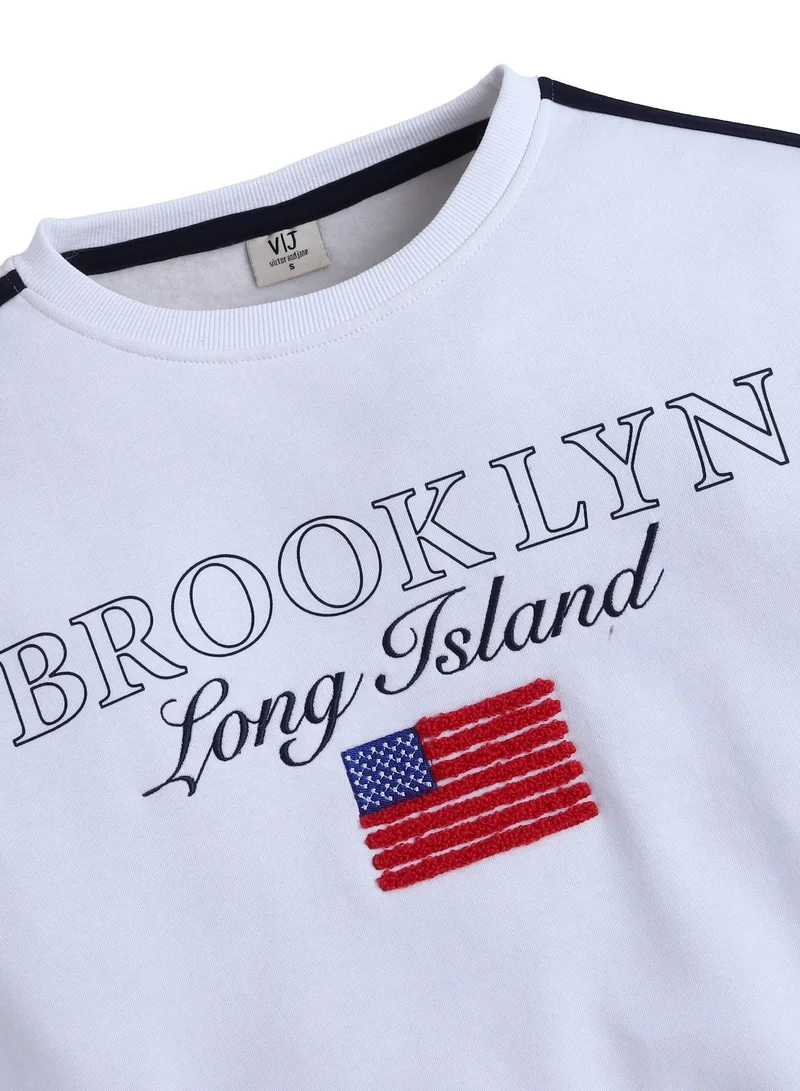 Victor And Jane  Brooklyn Graphic Sweatshirt – Off White | 100% Cotton Fleece | for Women | Best Price UAE