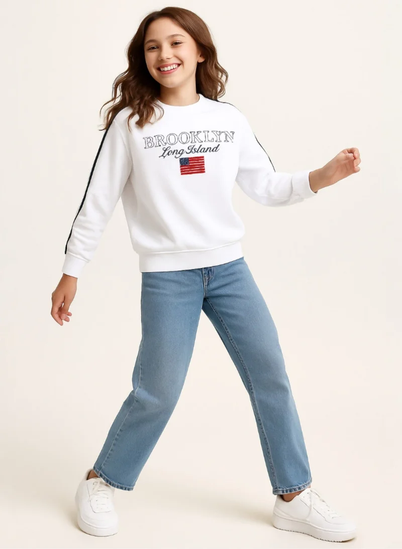 Victor And Jane  Brooklyn Graphic Sweatshirt – Off White | 100% Cotton Fleece | for Women | Best Price UAE