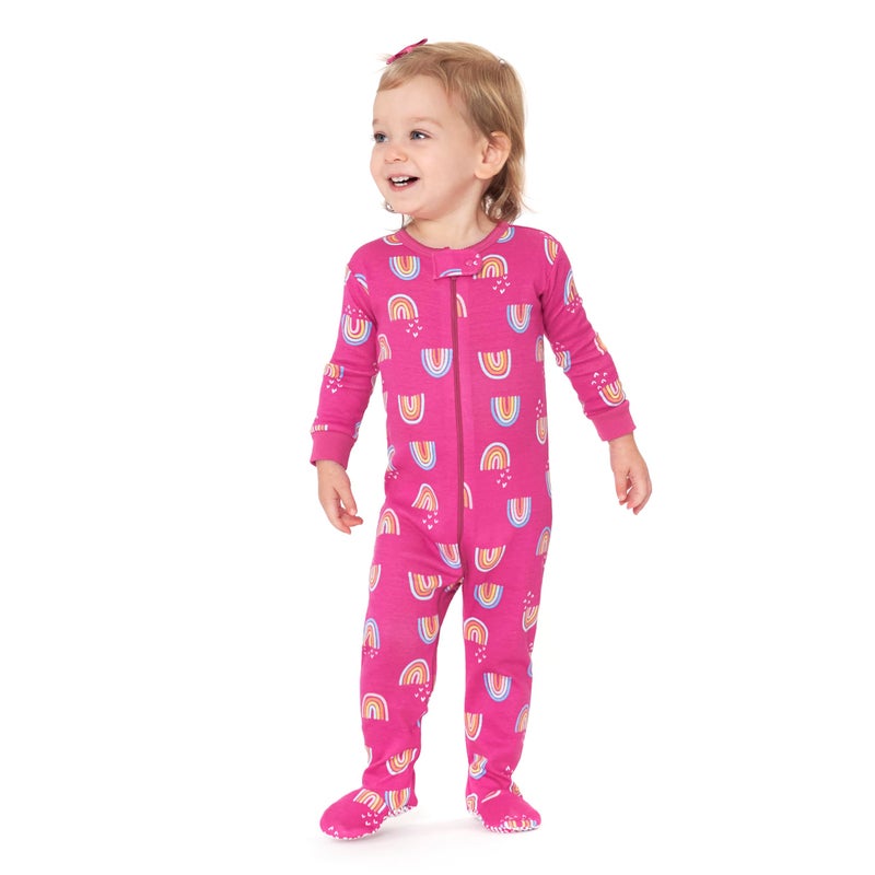 Gerber Baby Girls' 4-Pack Footed Pajamas, Dreams Rainbows Pink, 3T - Image 2