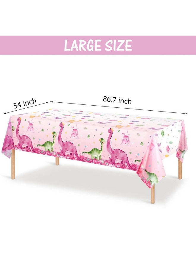 ايرينير 3 قطع من مفارش المائدة لحفلات الديناصورات، أغطية طاولات وردية على شكل ديناصور، مفارش طاولة بلاستيكية يمكن التخلص منها مطبوعة على شكل ديناصور، لوازم حفلات ديناصور مستطيلة للأطفال وأعياد الميلاد وحفلات استقبال المولود، 54 × 86.7 بوصة - Image 2