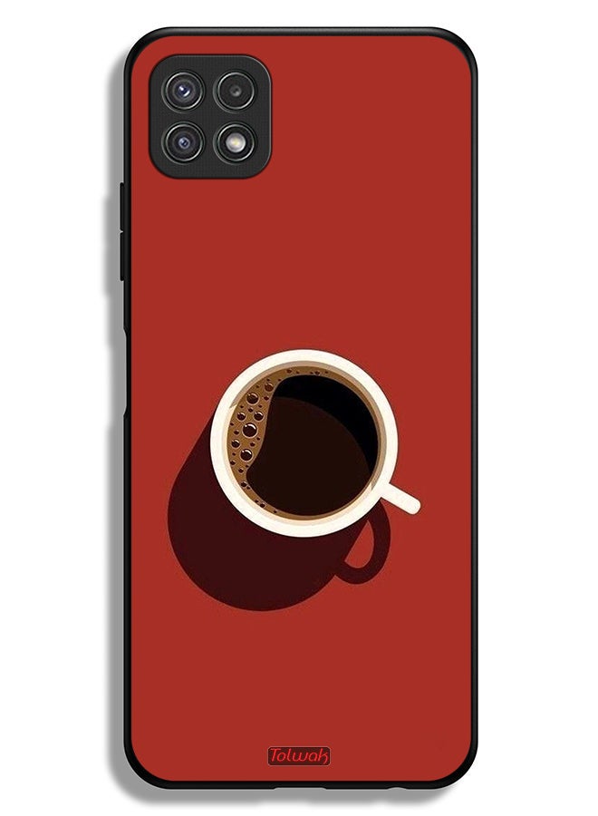 Tolwak Samsung Galaxy A22 5G Protective Case Cover Coffee Cup Art - Image 1