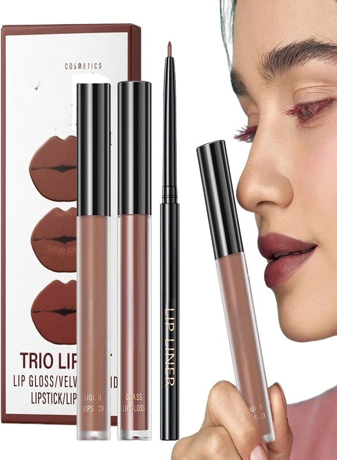 RedOak 3 In 1 Lip Gloss Set With Matte Lipstick,Moisturizing Lip Gloss And 2mm Lip Liner - Cinnamon Bun - Image 4
