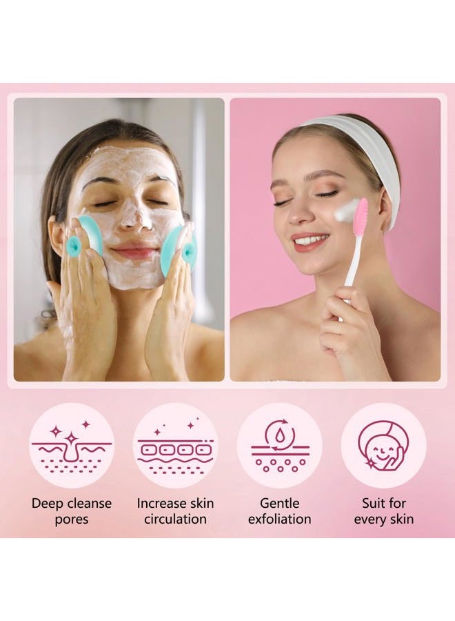 Yokilly Silicone Face Scrubber, 2pcs Exfoliating Lip Brush, 4pcs Cleansing Brush,2pcs Face Mask Brush Exfoliator Blackhead Skin Tool - Image 3