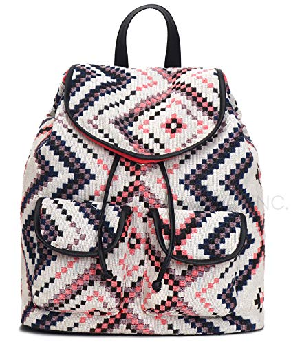 ASTRID Multicolor Cotton Girls Backpack With External Pockets In Front - Image 1