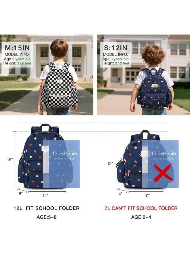 STEAMEDBUN Corduroy Toddler Backpack for Girls 2-4: Kids backpack for Boys Girls - Preschool Kindergarten Backpacks, Ball Corduroy, SMALL-15"H(fit folder), Travel Backpacks - Image 2