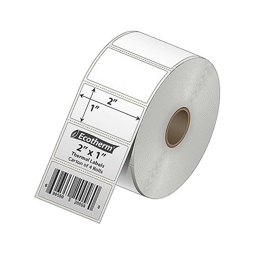 Ecotherm 2"x1" Thermal Labels for Rollo, Munbyn, Zebra, Godex, Arkscan, iDPRT, Offnova Printers and More - White Paper Stickers - Small Multipurpose Barcode Labels | 5600 Labels | 4 Rolls | by Ecotherm - Image 2