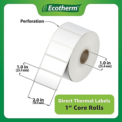 Ecotherm 2"x1" Thermal Labels for Rollo, Munbyn, Zebra, Godex, Arkscan, iDPRT, Offnova Printers and More - White Paper Stickers - Small Multipurpose Barcode Labels | 5600 Labels | 4 Rolls | by Ecotherm - Image 3