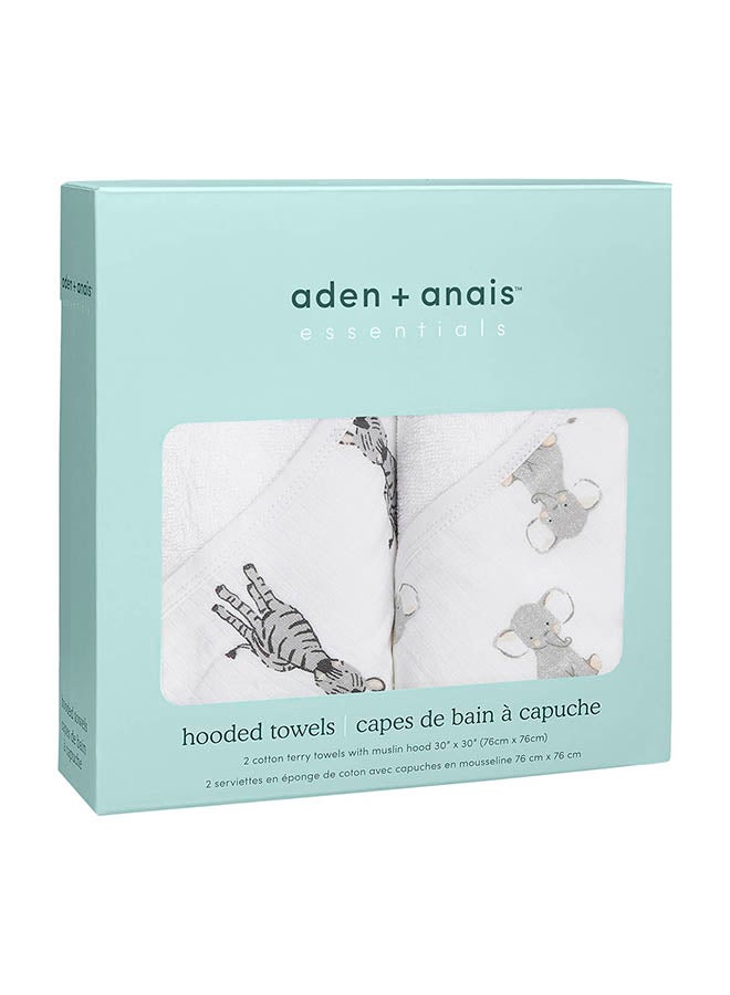 aden + anais Pack Of 2 Essentials Hooded Towel - Safari Babes - Image 1
