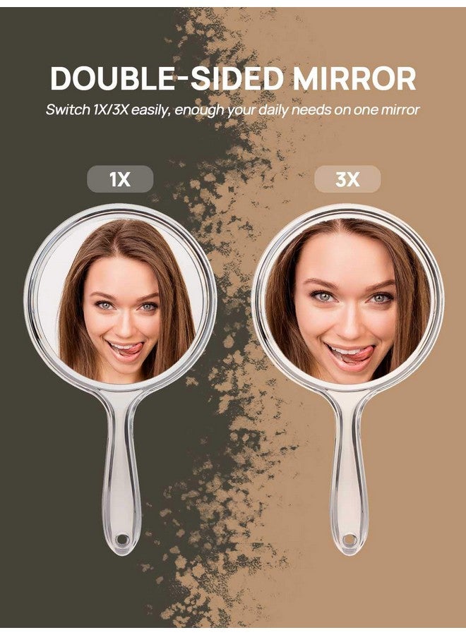 OMIRO Hand Mirror Doublesided Handheld Mirror 1X3X Magnifying Mirror With Handle Pack Of 1 (Clear)  - Image 2