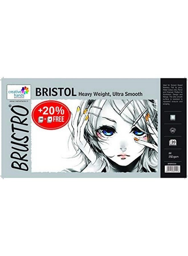 BRUSTRO Brustro Ultra Smooth Bristol Sheets | A4, 250 GSM | Pack of 20 + 4 Sheets | Ideal for Solvent Based Markers,Acid Free,Watercolour, Ink, Airbrush, Charcoal, Illustration, Mechanical Drawing, Brochures.  - Image 3
