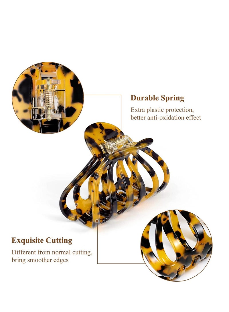 Zikra Hair Clips Bohemian Tortoise Shell Hair Claw Clips Strong Hold Big Hair Jaw Clips for Thick Hair Hair Accessories for Women Girls Leopard 2-Pack - Image 3