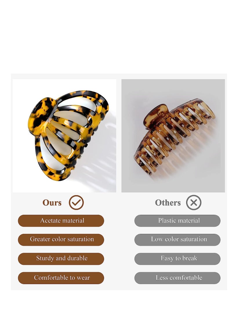 Zikra Hair Clips Bohemian Tortoise Shell Hair Claw Clips Strong Hold Big Hair Jaw Clips for Thick Hair Hair Accessories for Women Girls Leopard 2-Pack - Image 4