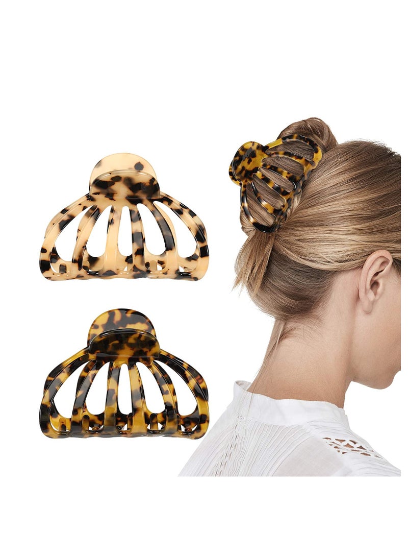 Zikra Hair Clips Bohemian Tortoise Shell Hair Claw Clips Strong Hold Big Hair Jaw Clips for Thick Hair Hair Accessories for Women Girls Leopard 2-Pack - Image 1