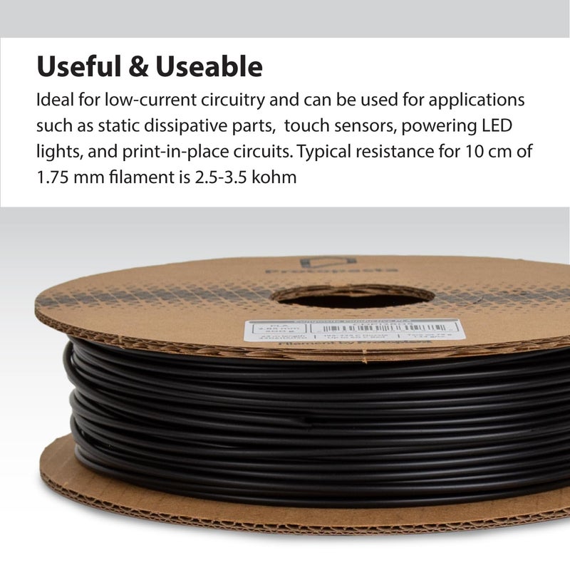 Proto-Pasta Protopasta Electrically Conductive Composite Black PLA 3D Printer Filament for Electrically Conductive 3D Prints | Easy Printing with Low Warp | 2.85mm Filament | 500g with Recyclable Cardboard Spool - Image 3