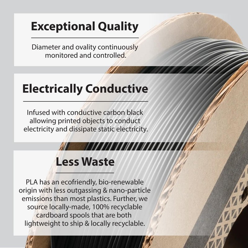 Proto-Pasta Protopasta Electrically Conductive Composite Black PLA 3D Printer Filament for Electrically Conductive 3D Prints | Easy Printing with Low Warp | 2.85mm Filament | 500g with Recyclable Cardboard Spool - Image 4