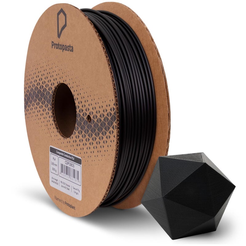 Proto-Pasta Protopasta Electrically Conductive Composite Black PLA 3D Printer Filament for Electrically Conductive 3D Prints | Easy Printing with Low Warp | 2.85mm Filament | 500g with Recyclable Cardboard Spool - Image 1