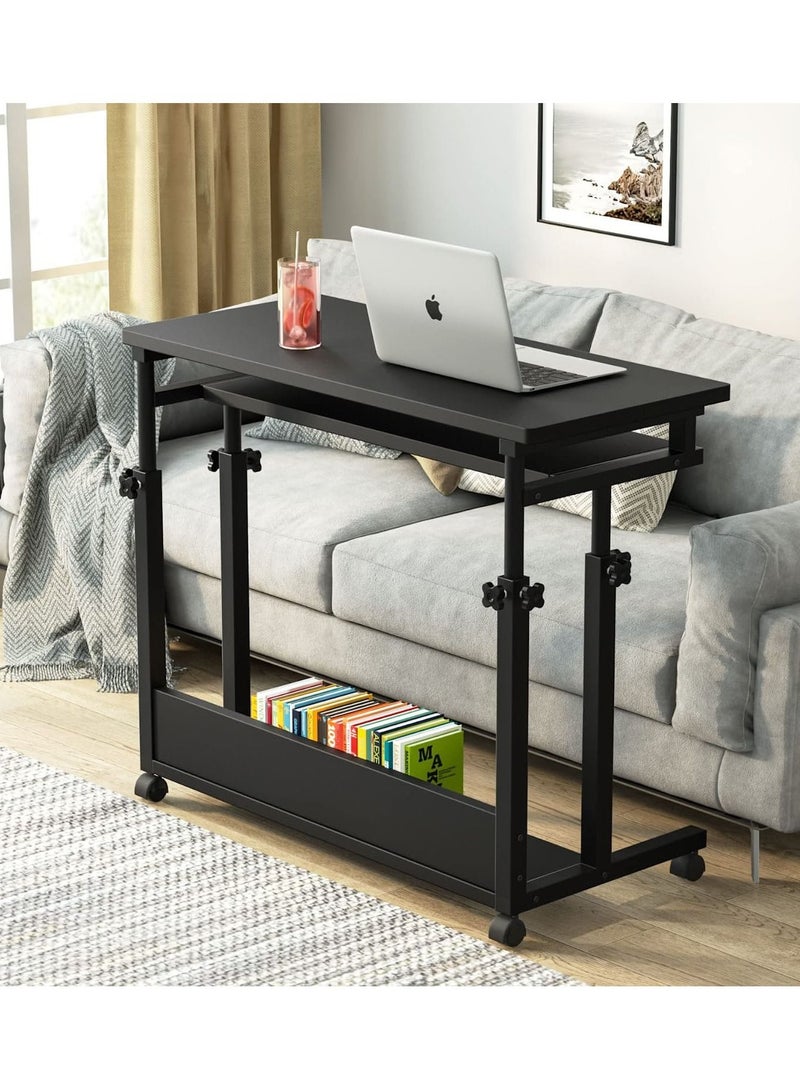 طاولة جانبية قابلة للتحريك، طاولة مكتب متنقلة لحامل الكمبيوتر المحمول، طاولة سرير قابلة للتعديل - Image 2