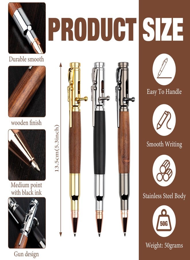 KOLLIEE 6 Set Bolt Bullet Pens for Men Bullet Pen with Gift Box and 12 Black Spare Ink Refills Bolt Action Pen for Husband,Father,Boyfriend,Grandfather,Brothers - Image 2