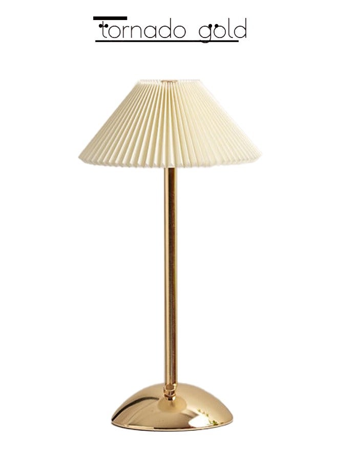 tornado gold LED Table Lamp Bed Pleated Atmosphere Lamp Gold 29.8x16.5cm - Image 1