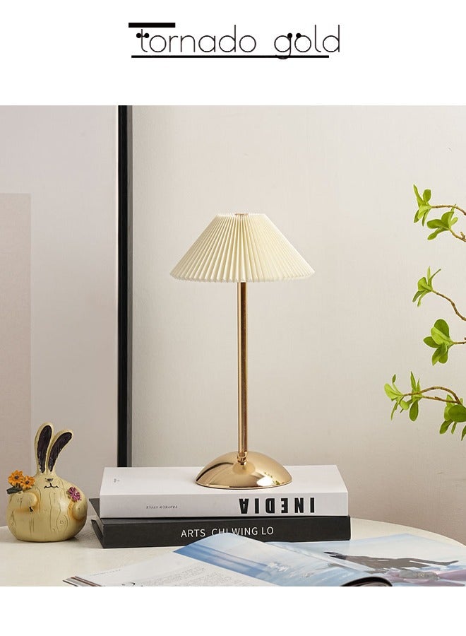 tornado gold LED Table Lamp Bed Pleated Atmosphere Lamp Gold 29.8x16.5cm - Image 3