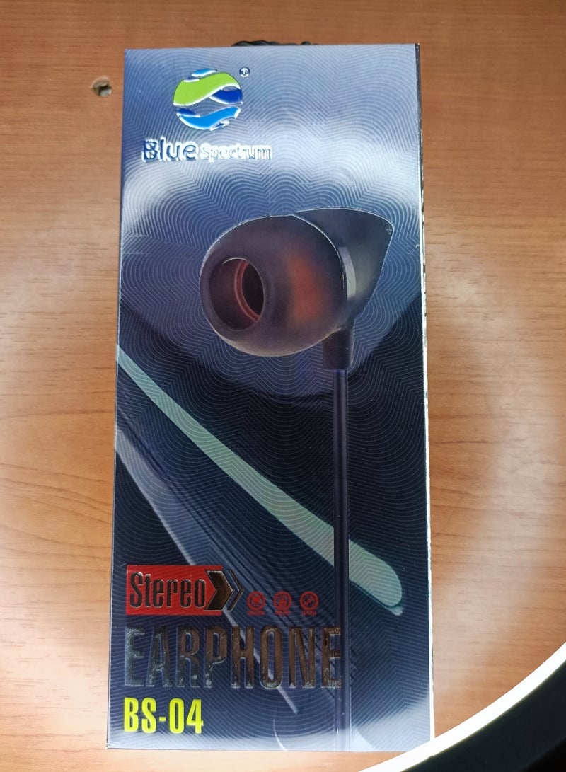 Blue Spectrum BS-04 Wired Earphones with Microphone for Calls - White  - Image 1