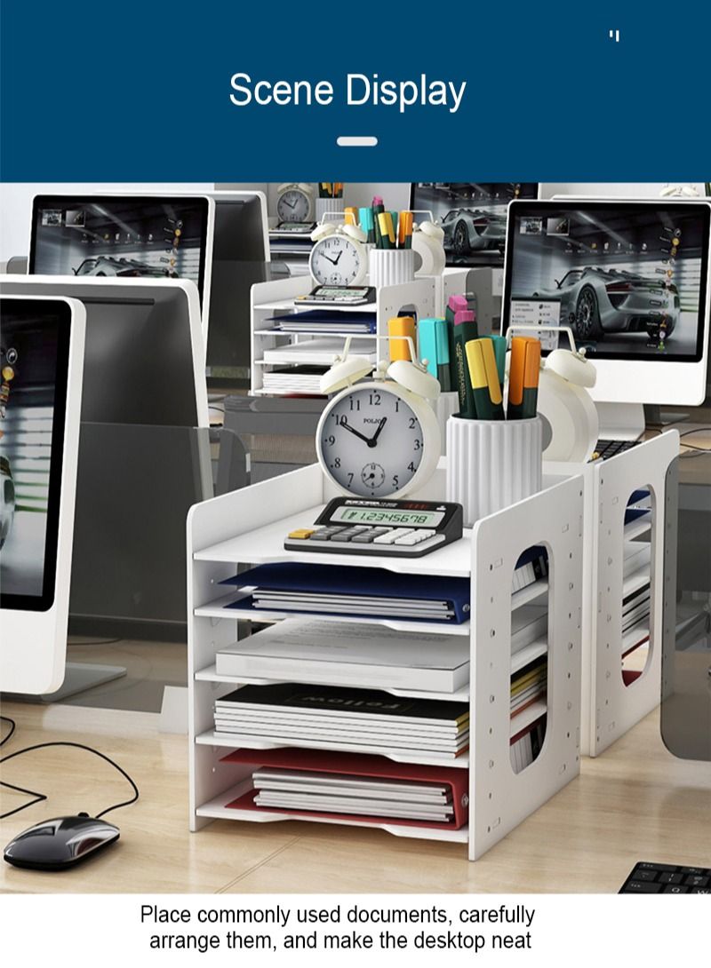 Kidle 5-Tier File Holder Office Desk Organizer Letter Tray A4 Paper Holder Document Storage Rack For Home Office School  - Image 2