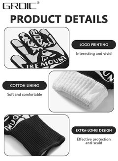 GROIC 1 Pair BBQ Gloves, Oven Gloves 1472℉ Extreme Heat Resistant, Grilling Gloves Silicone Non-Slip Oven Mitts, Kitchen Gloves for BBQ, Grilling, Cooking, Baking(One Size Fits Most, Black)  - Image 5