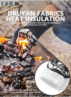 GROIC 1 Pair BBQ Gloves, Oven Gloves 1472℉ Extreme Heat Resistant, Grilling Gloves Silicone Non-Slip Oven Mitts, Kitchen Gloves for BBQ, Grilling, Cooking, Baking(One Size Fits Most, Black)  - Image 2