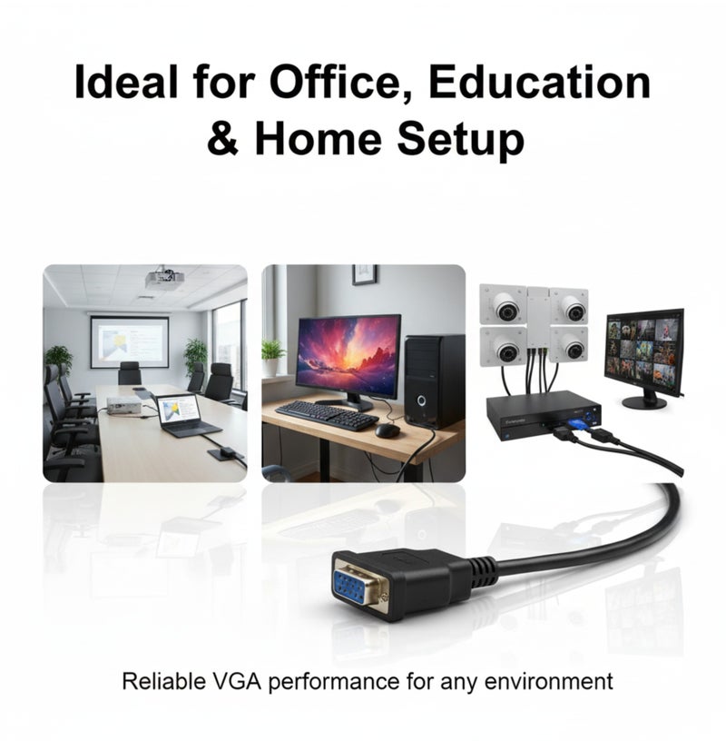 COMPIX VGA Cable 3M, 15 Pin Male to Male High Speed 1080P Full HD Display Cable, Durable Premium Monitor Cord for Strong Signals, VGA Cables for Computer Mac Mini PC Gaming Laptop MacBook - Black - Image 5