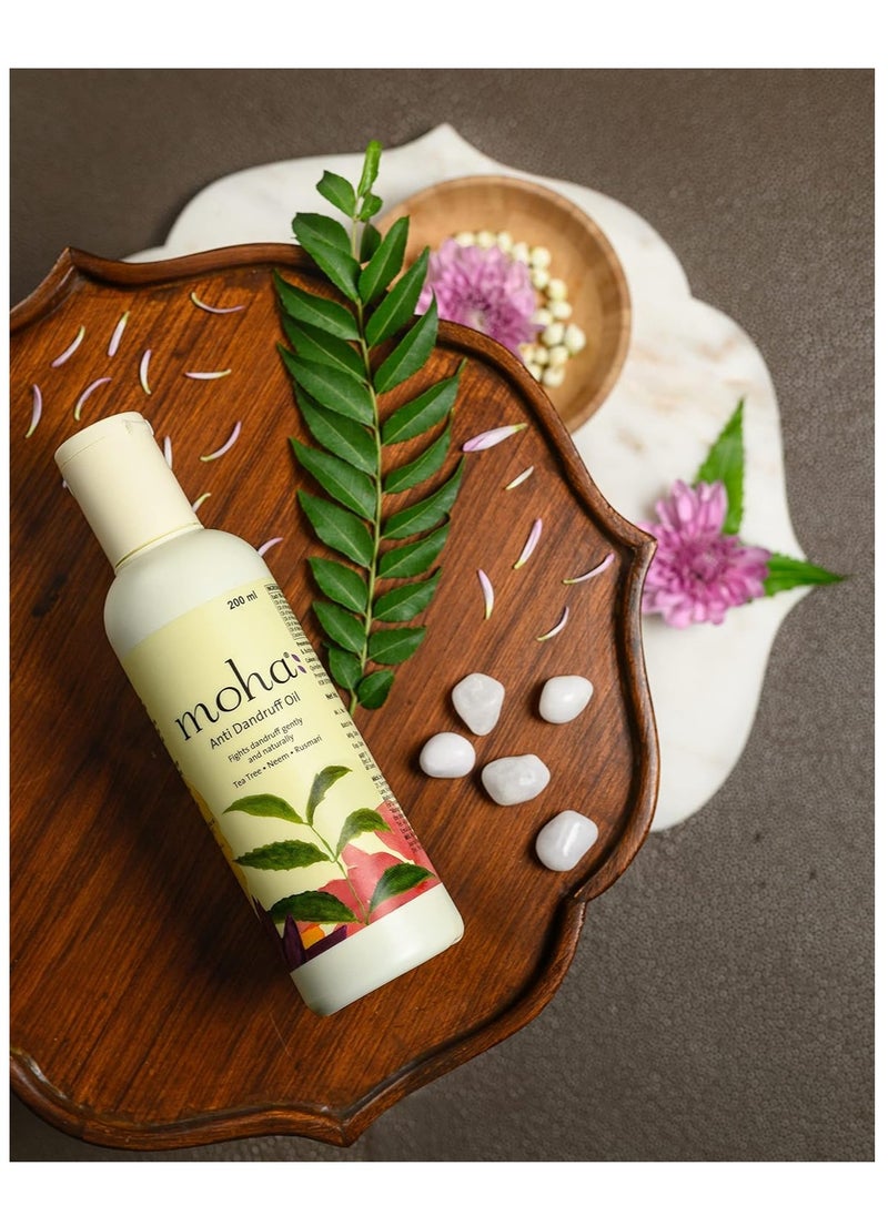 moha: Anti Dandruff Oil With Benefits Of Tea Tree Oil Neem Oil Hibiscus OIl Rosemary Oil Hair Oil For Men and Women for All Hair Types 200 ML