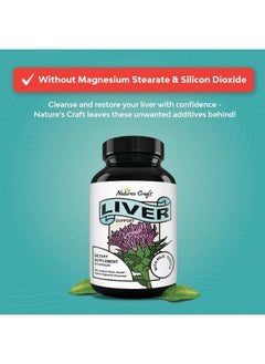 Natures Craft Liver Cleanse Detox & Repair Formula - Herbal Liver Support Supplement with Milk Thistle Dandelion Root Turmeric and Artichoke Extract for Liver Health - Silymarin Milk Thistle Liver Detox 90 Capsules  - Image 4