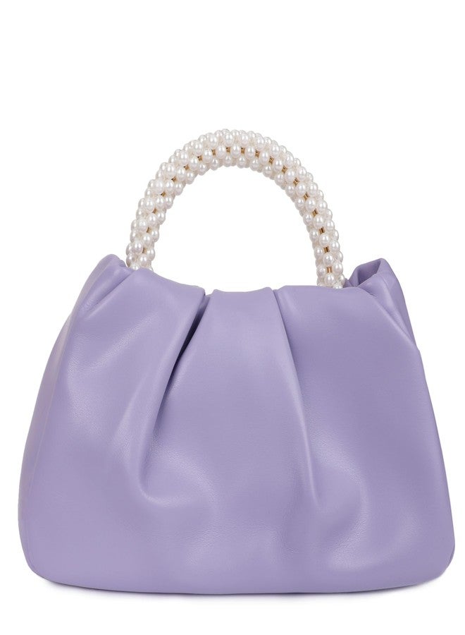Youjaree Pleated Clutch Purses for Women Soft Leather Evening Bag Pearl Handbags for Wedding Bridal Party Prom (Purple) - Image 1