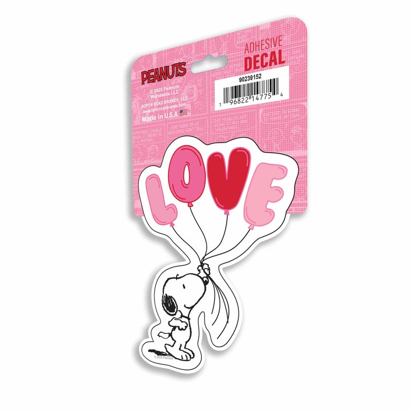 Open Road Brands Peanuts Snoopy Love Balloon Adhesive Vinyl Decal - Adorable Peanuts Sticker for Laptops, Water Bottles or Valentine's Day - Image 2