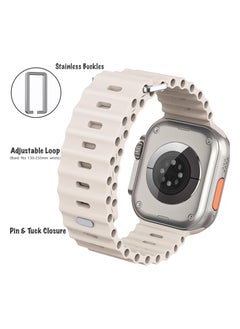 Color Fans Apple Watch Ocean Band 41mm 40mm 38mm for Men Women, Soft Silicone Sport Band Replacement Strap for Apple Watch Ultra iWatch Series 8 7 SE 6 5 4 3 2 1 Starlight  - Image 4