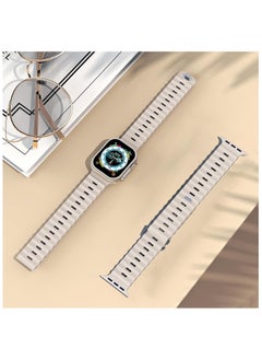 Color Fans Apple Watch Ocean Band 41mm 40mm 38mm for Men Women, Soft Silicone Sport Band Replacement Strap for Apple Watch Ultra iWatch Series 8 7 SE 6 5 4 3 2 1 Starlight  - Image 5