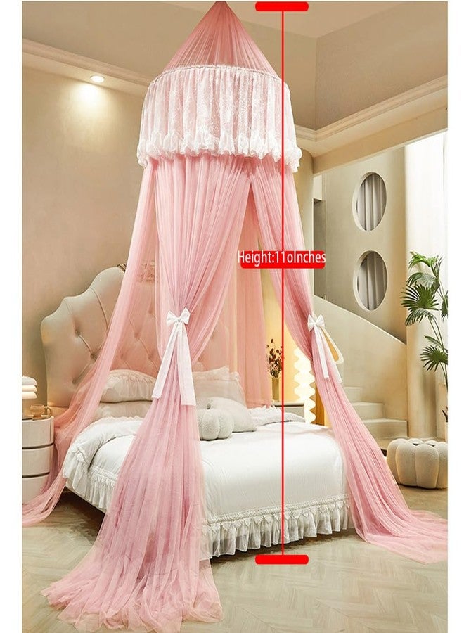 Vilemoon Bed Canopy for Girls & Adults, Round Dome Lace Princess Canopies Netting, Cute Double Layer Bed Canopy Drapes for Decoration, Playing,Reading,Sleepping (Green) - Image 2