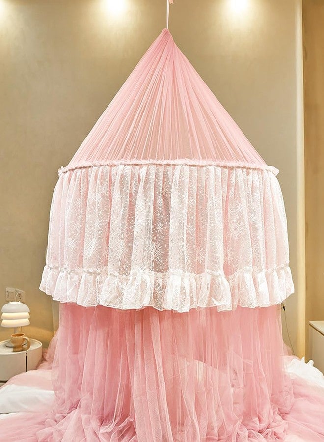 Vilemoon Bed Canopy for Girls & Adults, Round Dome Lace Princess Canopies Netting, Cute Double Layer Bed Canopy Drapes for Decoration, Playing,Reading,Sleepping (Green) - Image 5