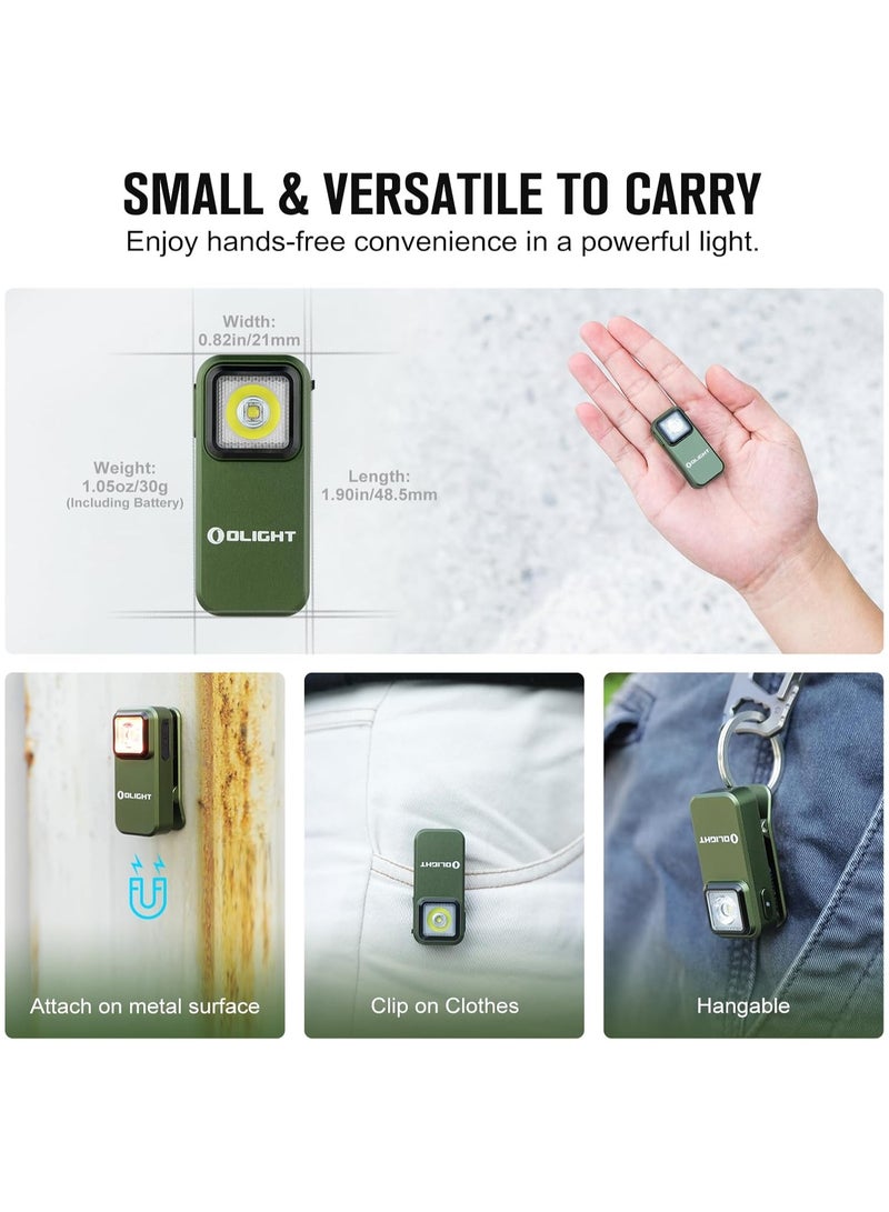 OLIGHT Clip Rechargeable EDC Flashlight 300 Lumens Dual Sources Compact Pocket Clip Light Convenient USB C Charging Magnetic Flash Lights for Working Cycling Emergency Signaling Tool(Green)  - Image 2