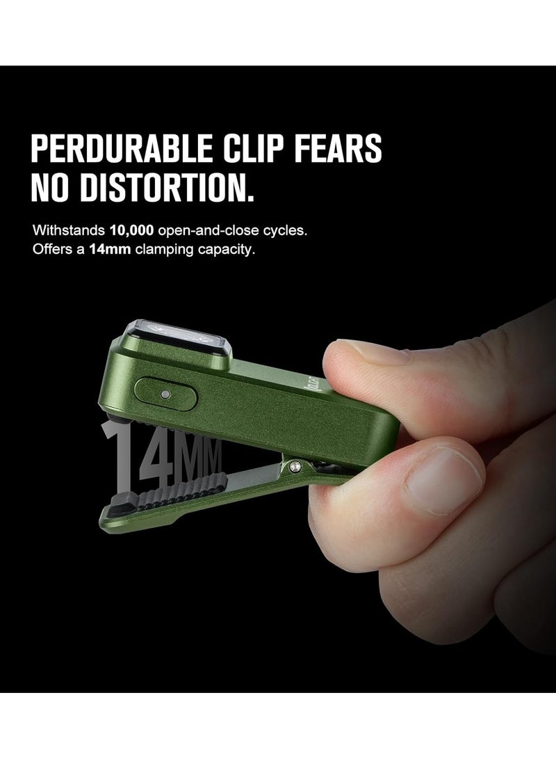 OLIGHT Clip Rechargeable EDC Flashlight 300 Lumens Dual Sources Compact Pocket Clip Light Convenient USB C Charging Magnetic Flash Lights for Working Cycling Emergency Signaling Tool(Green)  - Image 4