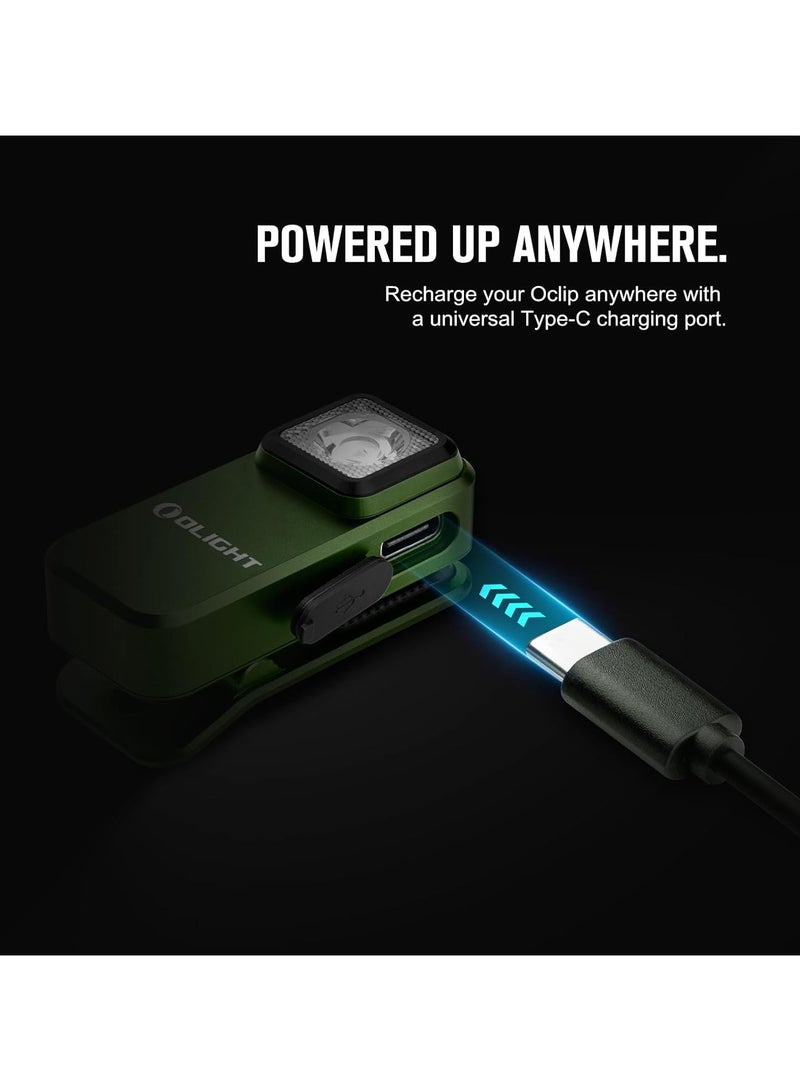 OLIGHT Clip Rechargeable EDC Flashlight 300 Lumens Dual Sources Compact Pocket Clip Light Convenient USB C Charging Magnetic Flash Lights for Working Cycling Emergency Signaling Tool(Green)  - Image 5
