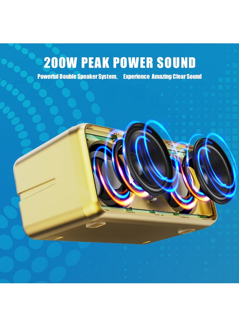 Portable Bluetooth Karaoke Speaker System with 2 UHF Wireless Microphones and Colorful LED Lights - Ideal for Home Parties and Weddings - Image 3