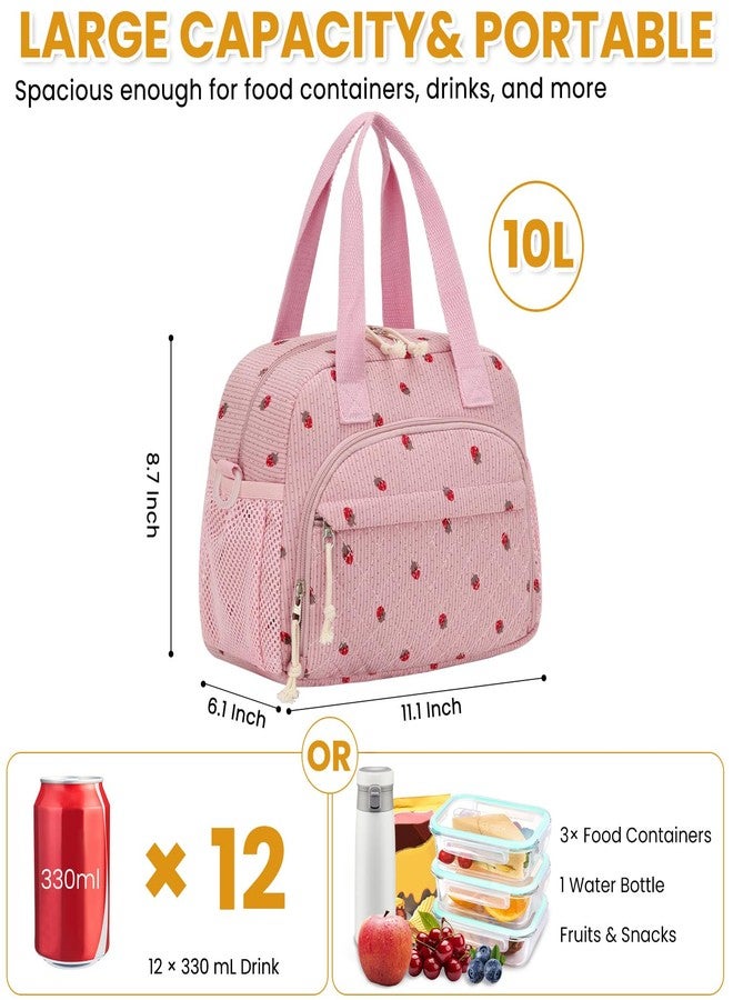 ELONGRIVER Insulated Lunch Bag for Women, Kids Girls, Pink Strawberry - Image 3
