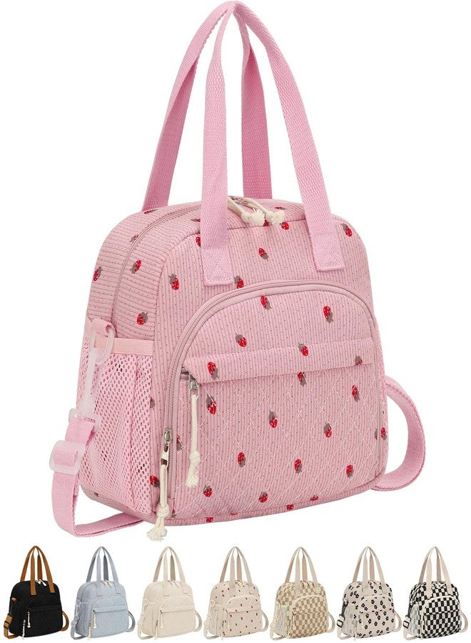 ELONGRIVER Insulated Lunch Bag for Women, Kids Girls, Pink Strawberry - Image 1